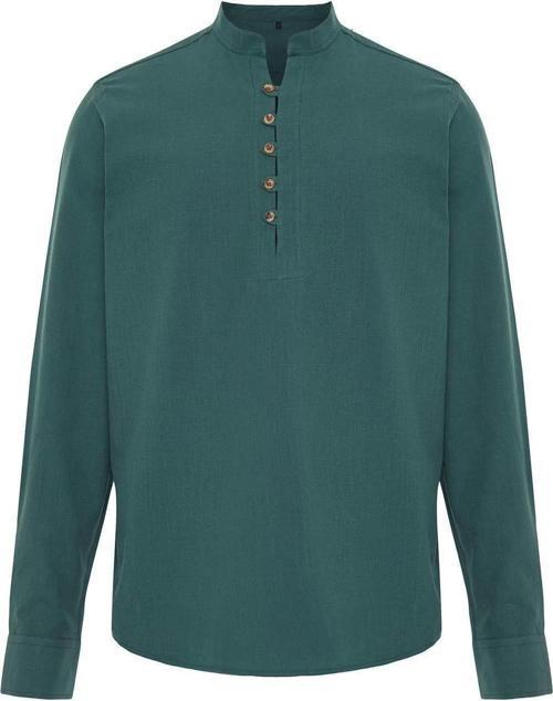 Moda Erkek Hakim Yaka Düz Desen Günlük Yarım Patlı Düğmeli Hakim Yaka Yeni Gömlek