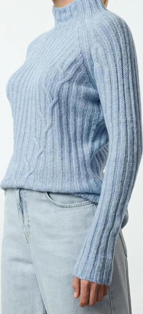 Stil Modern Kadın Regular Reglan Kol Dik Yaka Yumuşak Dokulu Örgü Detaylı Dikişsiz Triko Kazak