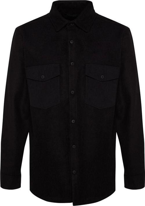 Moda Erkek Gömlek Yaka Düz Desen Günlük Regular Fit Paraşüt Cep Detaylı Kaşe Kışlık Gömlek