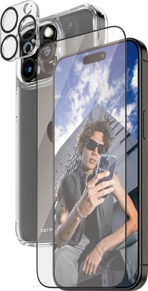 iPhone 15 Pro Max 3ü 1 Arada Ekran Koruyucu, Kapak, Kamera Koruyucu