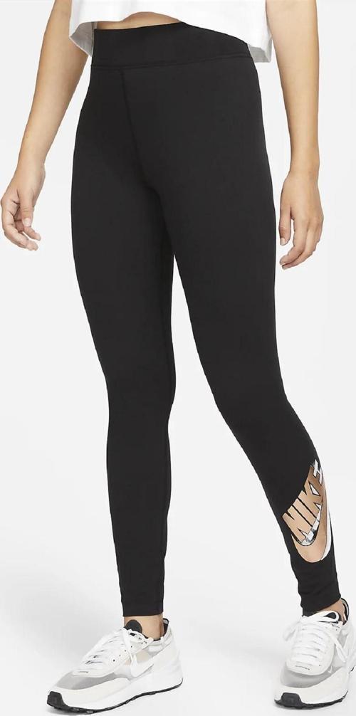 Sportswear Essential High Rise Leggings Yüksek Belli Pamuklu Siyah Tayt DM