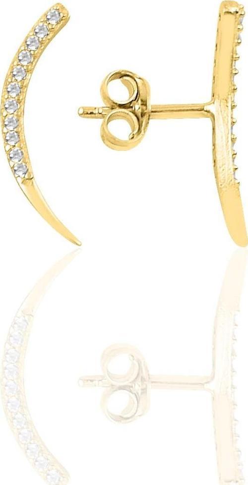 Gümüş altın yaldızlı zirkon taşlı Ay modeli küpe [barcode]