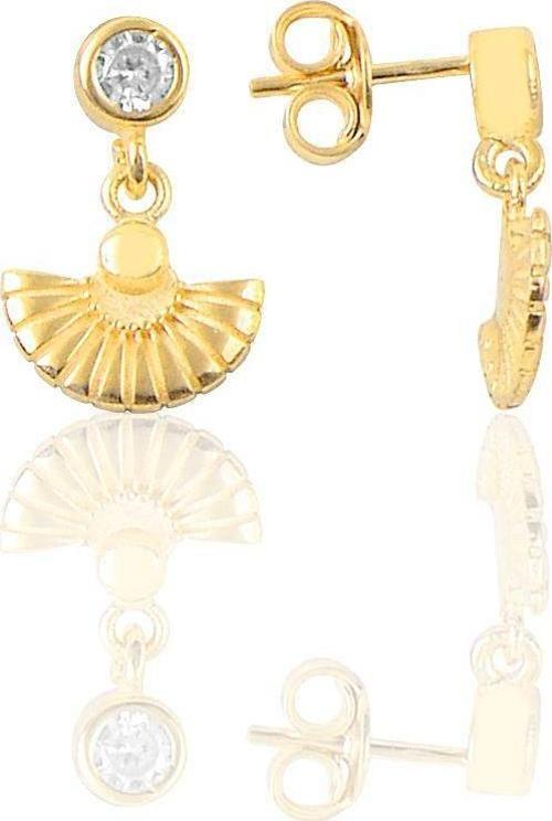 Gümüş altın yaldızlı zirkon taşlı meltem midye küpe [barcode]