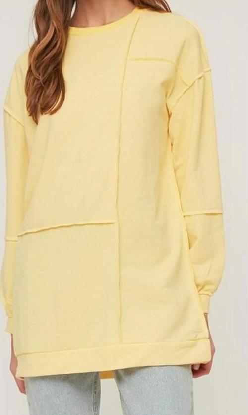 Tesettür Tarz Oversize Bisiklet Yaka Standart Kol Uzun Nervür Detaylı Örme Sweatshirt