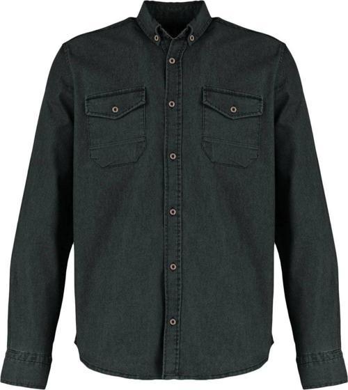Moda Erkek Gömlek Yaka Düz Desen Günlük Metal Düğmeli Yeni Gömlek