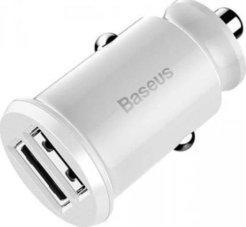 Grain Serisi Mini Araç Çakmaklık Şarjı 3.1a Çift Usb - Beyaz