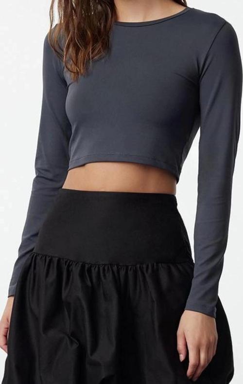 Stil Kadın Poliamid Fitted Vücuda Oturan Kollu Bluz Regular Örme Slim Kalıp