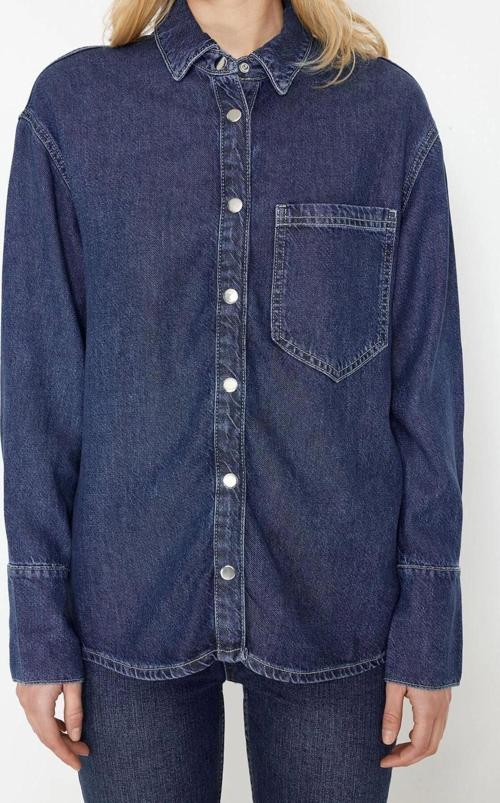 Moda Kadın Gömlek Yaka Düz Desen Günlük Lyocell Oversize Denim Gömlek