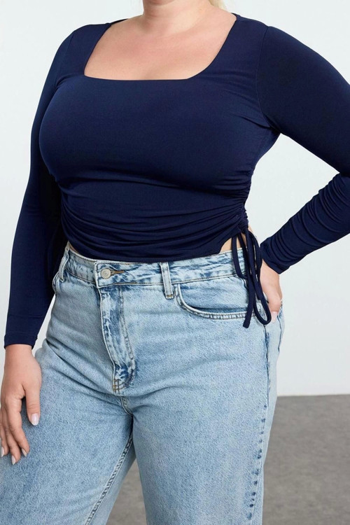Stil Kadın Sandy Bluz Regular Örme Fitted Kalıp Büyük Beden
