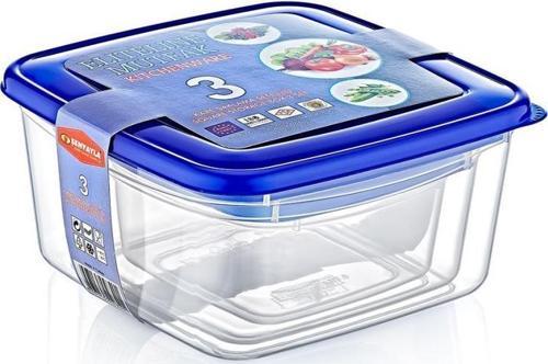 SY-2840 Plastik Şeffaf Renkli Kare Saklama Kabı 3'lü Set