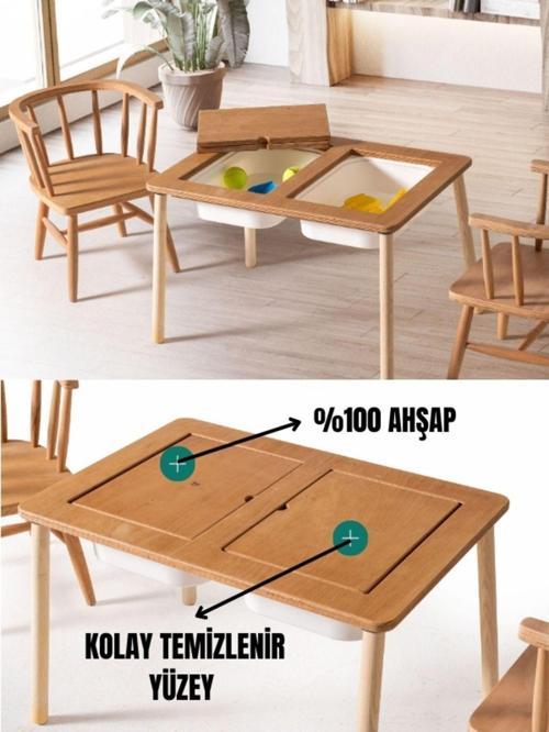 Montessori Çift Hazneli 1 Sandalyeli Aktivite Masası Remy