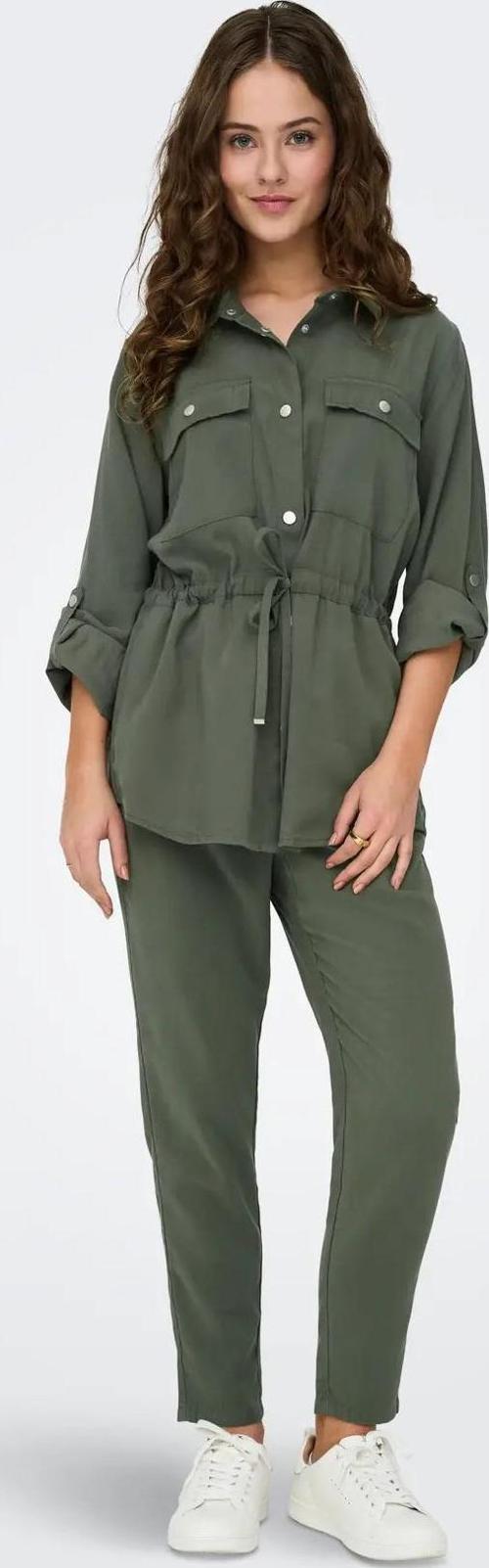 Kadın Onlarıs Belden Bağlamalı Katlanabilir Kol Detaylı İnce Ceket 15310852 Haki