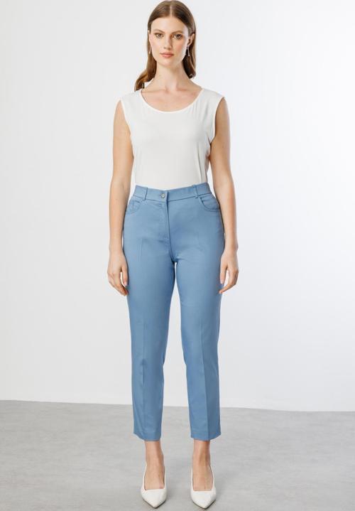 Kadın Büyük Beden Dar Paça Pantolon 2024 Mavi