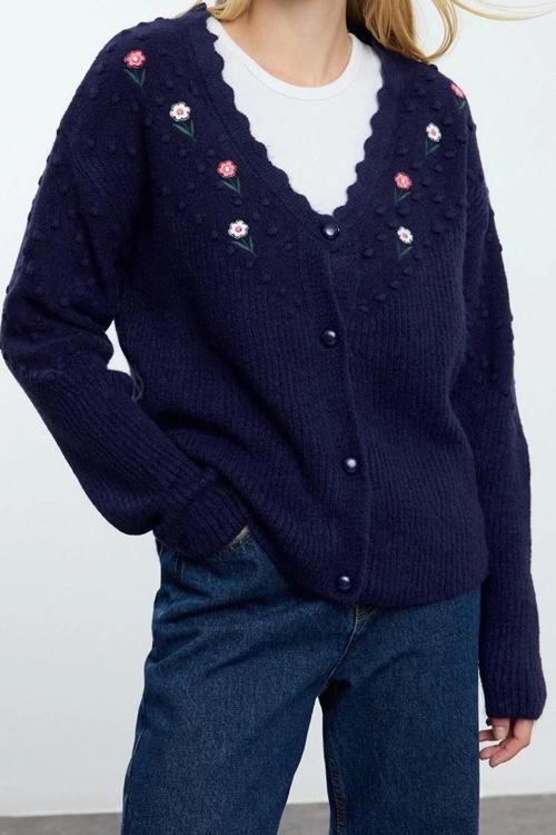 Kadın Modern Tarz Oversize V Yaka Regular Triko Hırka