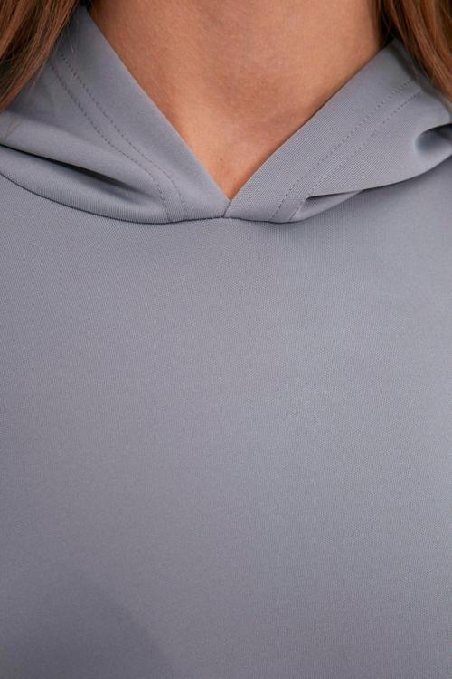 Tesettür Tarz Regular Kapüşonlu Standart Kol Uzun Geniş Kalıp Cepli Scuba Örme Sweatshirt