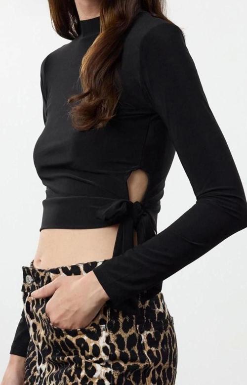 Stil Kadın Bağlama Detaylı Fitted Vücuda Oturan Esnek Bluz Regular Örme Slim Kalıp