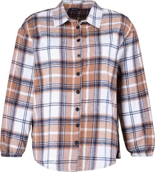 Moda Kadın Büyük Beden Gömlek Yaka Ekose Günlük Ekoseli Oversize Dokuma Gömlek