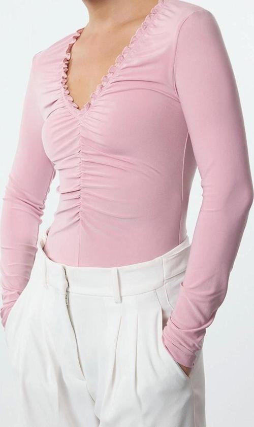 Stil Kadın Büzgü Drape Detaylı Vücuda Oturan Esnek Bluz Regular Örme Slim Kalıp