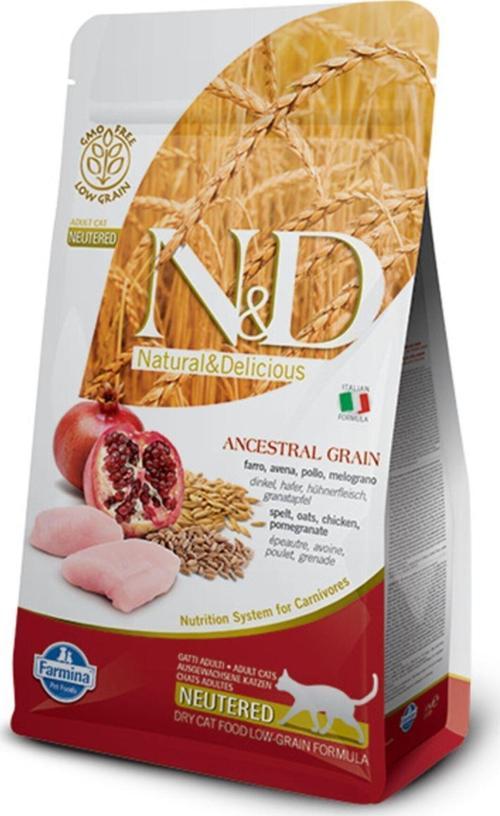 N-D Düşük Tahıllı Tavuklu Narlı Kısırlaştırılmış Kedi Maması 1.5 Kg