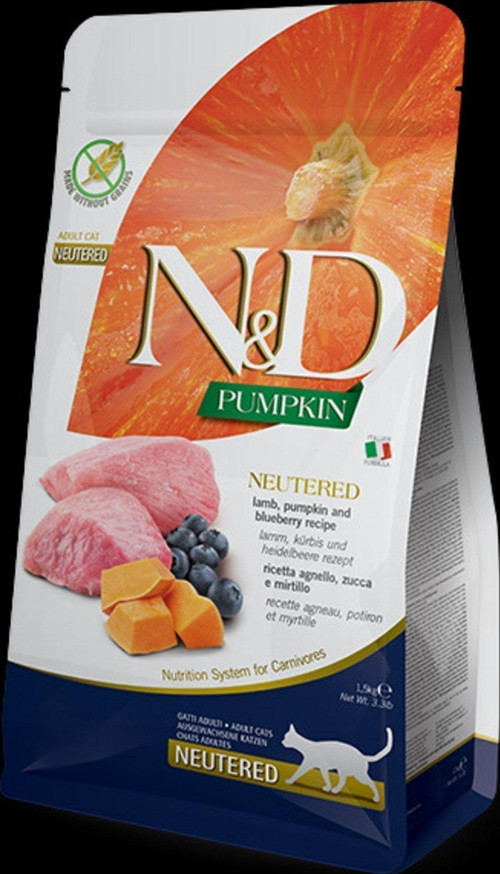Pumpkin Balkabaklı Kuzu Etli Yaban Mersinli Tahılsız Kısır Kedi Maması 1.5 Kg