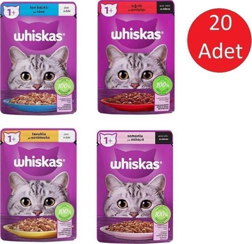Sığır - Tavuk - Somon - Ton Balıklı Karışık Yaş Kedi Maması 20 Adet 85 Gr.
