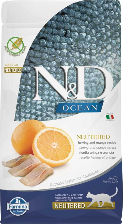 Nd Ocean Tahılsız Ringa Balıklı Ve Portakallı Kısırlaştırılmış Kedi Maması 1,5Kg