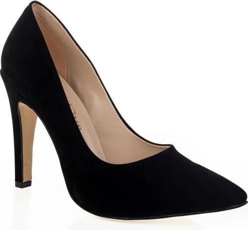 Siyah Süet Aynalı Stiletto Topuklu Kadın Klasik Ayakkabı Kadın Topuklu Abiye Ayakkabı Şık