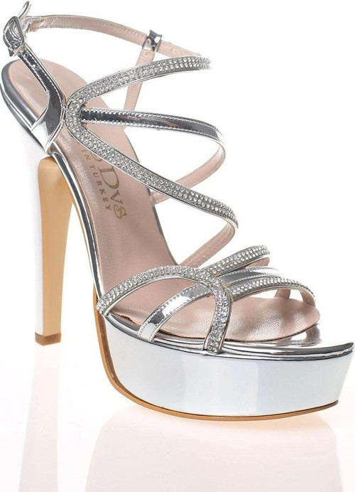 Kadın Gold Ayna Taş Abiye Ayakkabı Kadın Topuklu Şık Gece Ayakkabısı Zarif Tasarım