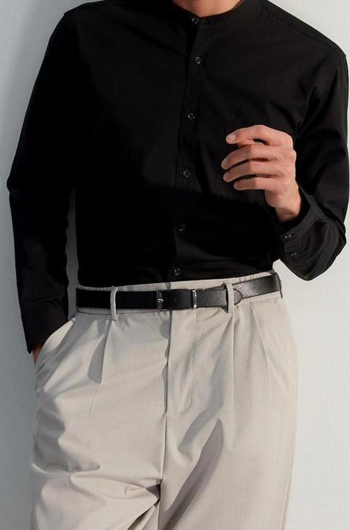 Şık Düz Desen Hakim Yaka Limited Edition Regular Fit Hakim Yaka Gömlek