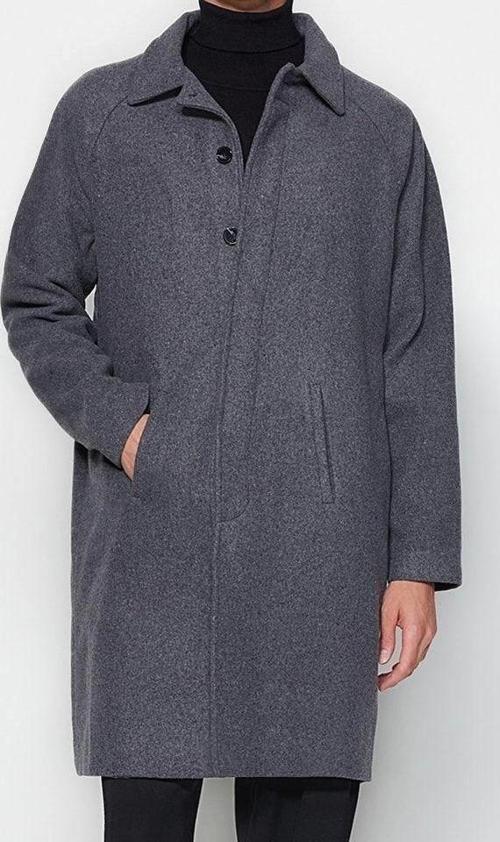 Tasarım Düz Astarsız Yaka Uzun Regular Gömlek Unisex Regular Fit Yün Karışımlı Kaşe Kışlık Kaban