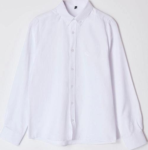 Şık Düz Desen Düğmeli Yaka Slim Fit Nakış Detaylı Oxford Kolay Ütülenebilir Smart Gömlek