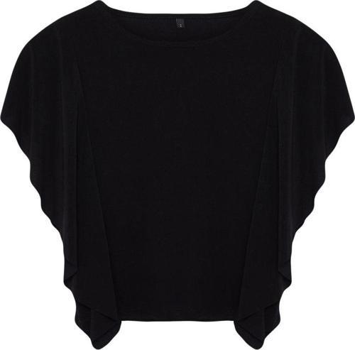 Moda Bisiklet Yaka Örme Slim Düz Desen Casual Günlük Crop Kısa Kol Bluz