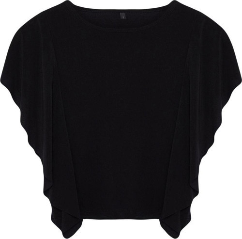 Moda Bisiklet Yaka Örme Slim Düz Desen Casual Günlük Crop Kısa Kol Bluz