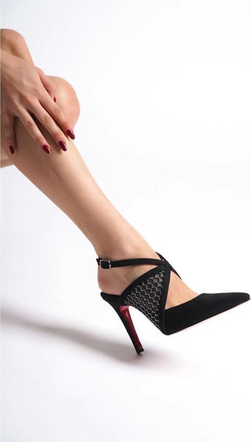 Kadın File Detaylı Özel Tasarım İnce Topuklu Ayakkabı Stiletto Harlow