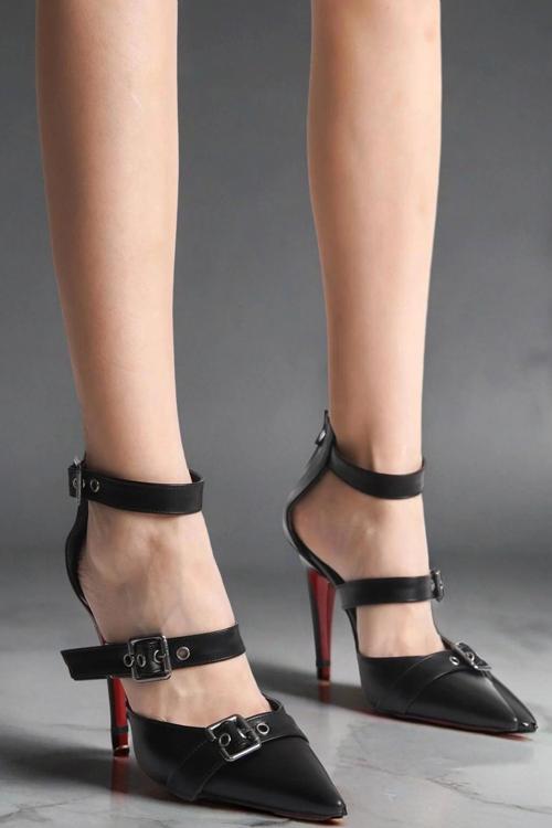 Kadın İnce Topuklu Tokalı Ayakkabı Stiletto Sansa