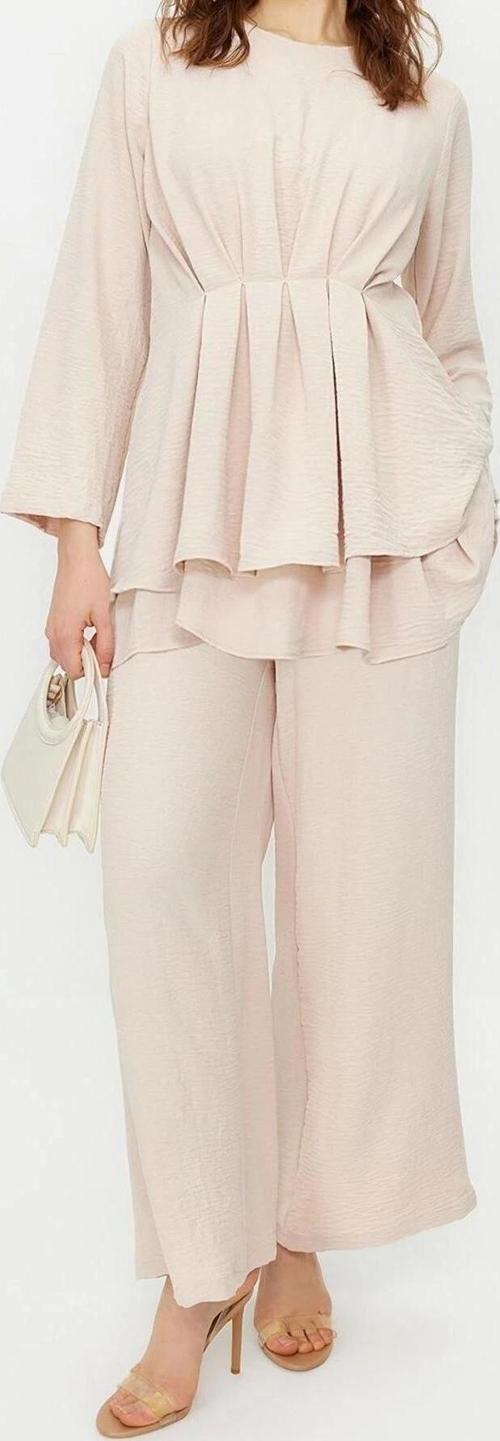 Moda Dokuma Düz Casual Günlük Siyah Büzgülü Aerobin Tunik Pantolon Dokuma Alt Üst Takım