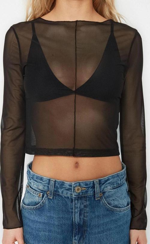 Moda Kayık Yaka Örme Slim Fit Düz Desen Casual Günlük Crop Uzun Kol Bluz