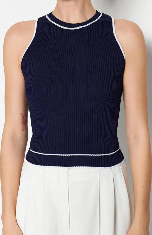 Moda Bisiklet Yaka Triko Regular Çizgili Desen Casual Günlük Regular Kolsuz Bluz