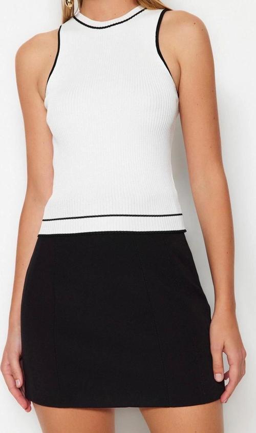 Moda Bisiklet Yaka Triko Regular Çizgili Desen Casual Günlük Regular Kolsuz Bluz