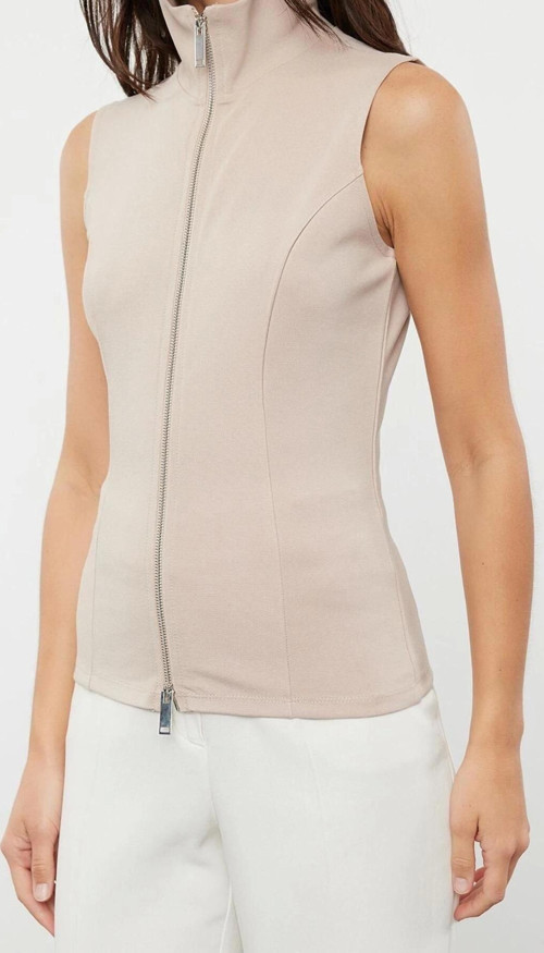 Moda Dik Yaka Örme Slim Düz Desen Casual Günlük Regular Kolsuz Bluz