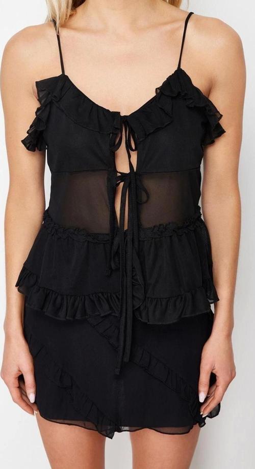 Moda V Yaka Örme Slim Fit Düz Desen Casual Günlük Regular Askılı Kol Bluz