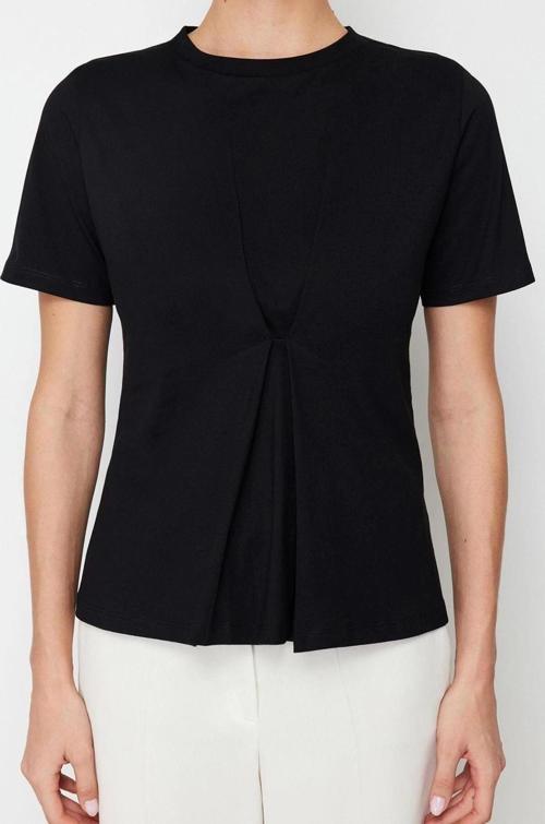 Moda Bisiklet Yaka Örme Slim Düz Desen Casual Günlük Regular Kısa Kol Bluz