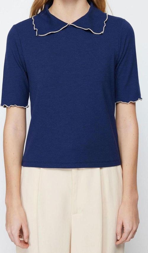Moda Polo Yaka Örme Slim Düz Desen Casual Günlük Regular Truvakar Kol Kol Bluz