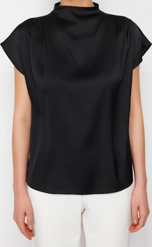 Moda Dik Yaka Dokuma Fit Düz Desen Resmi Regular Kısa Kol Bluz