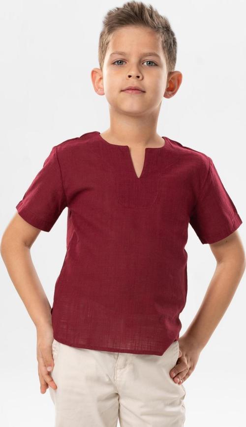 Kısa Kol Şile Bezi Bisiklet Yaka Yazlık Erkek Çocuk Tshirt Koyu Bordo 3068