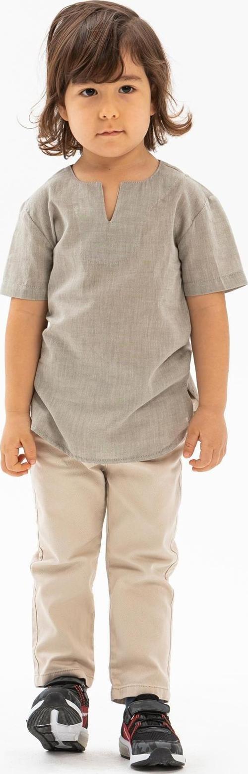 Kısa Kol Şile Bezi Bisiklet Yaka Yazlık Erkek Çocuk Tshirt Taş 3031