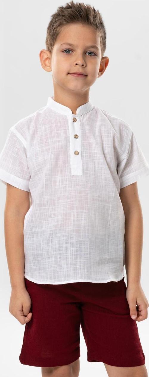 Kısa Kol Şantuklu Pamuk Bodrum Yazlık Erkek Çocuk Tshirt Beyaz 3001