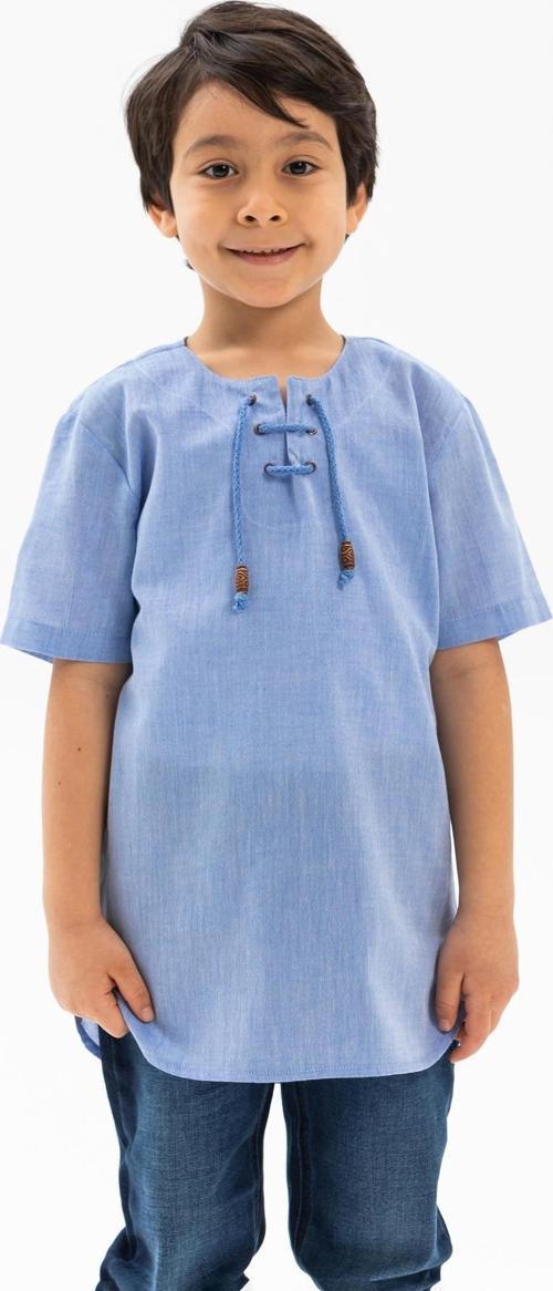 Kısa Kol Şile Bezi Zımbalı Yazlık Erkek Çocuk Tshirt Mavi 3032