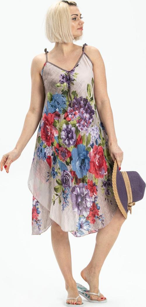 Askılı Vual Afrodit Kısa Yazlık Elbise Gri 6132