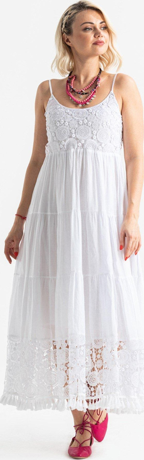 Askılı Şile Bezi Didem Uzun Yazlık Elbise Beyaz Byz